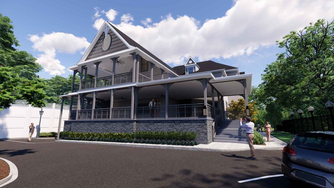 Architectural rendering of In Clover’s restored 1893 venue exterior.