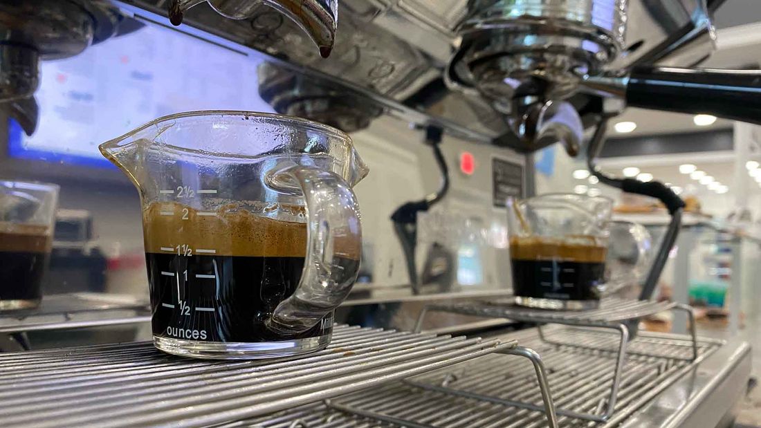 Espresso being poured at Local Groundz.